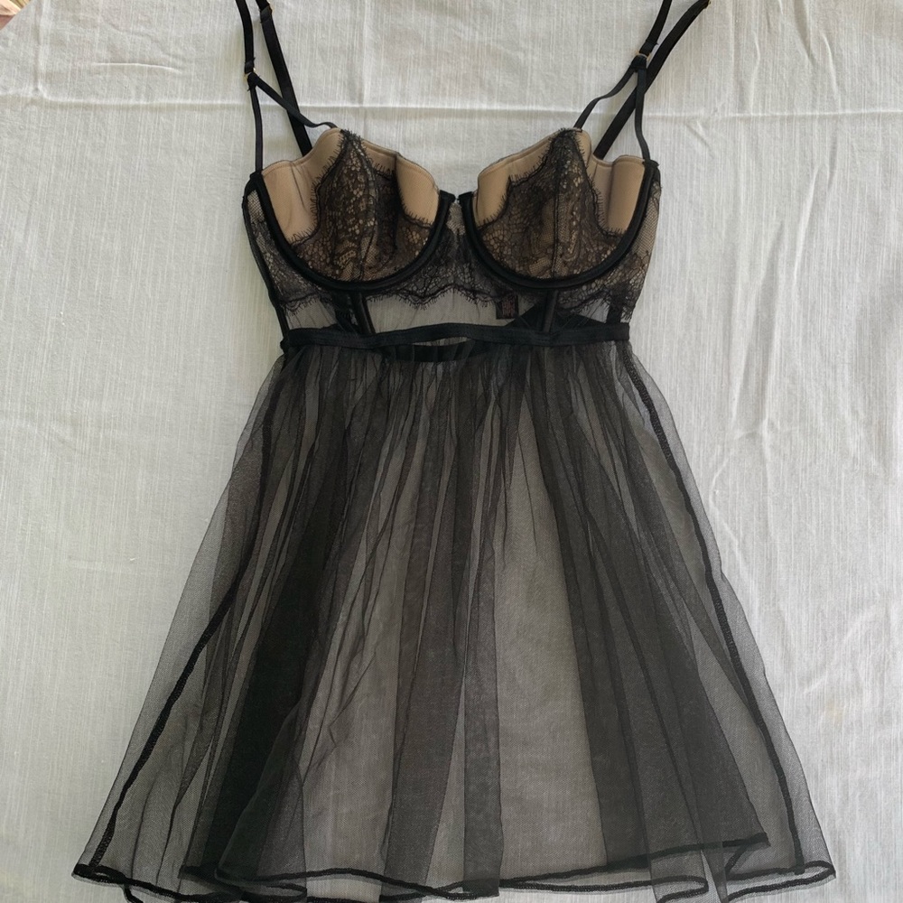 Victoria's Secret Black Sheer Lace Babydoll - Picture 2 of 15